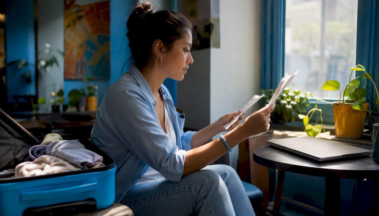 Solo traveler comparing hotel booking costs profile