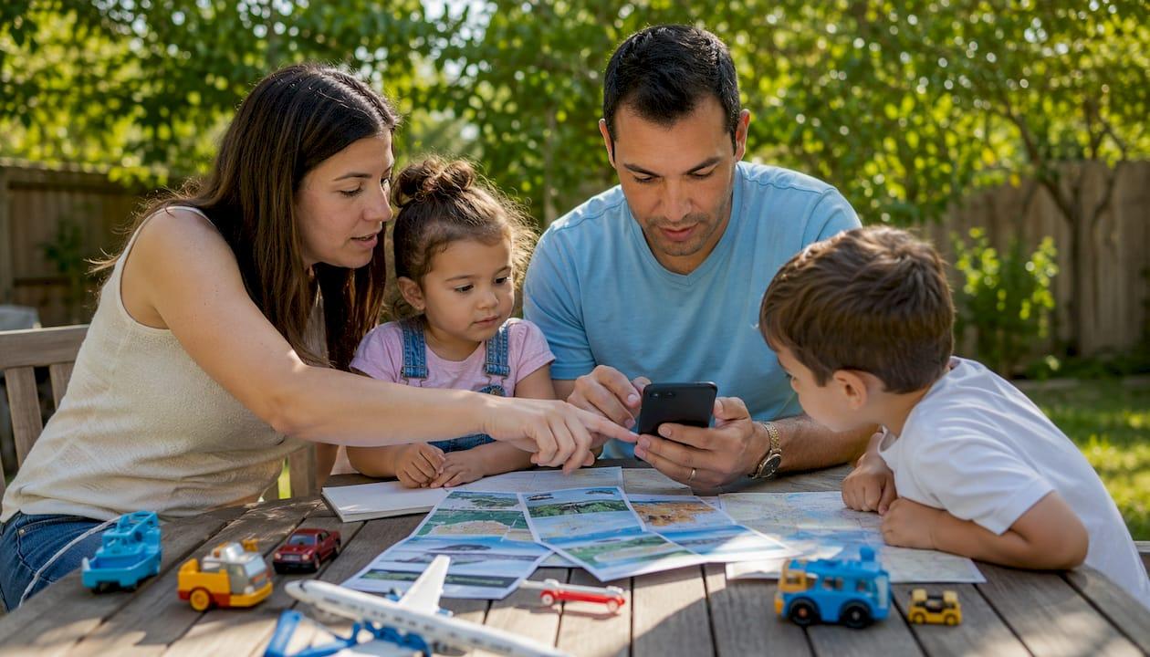 Hands navigating travel itinerary on smartphone