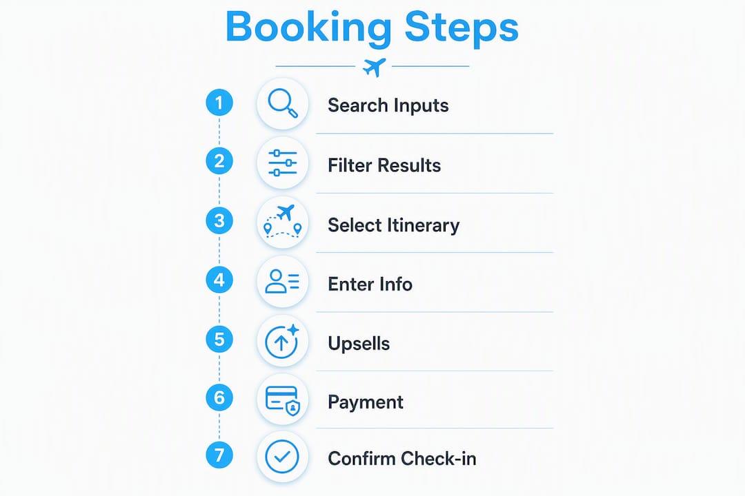 Infographic showing flight booking steps